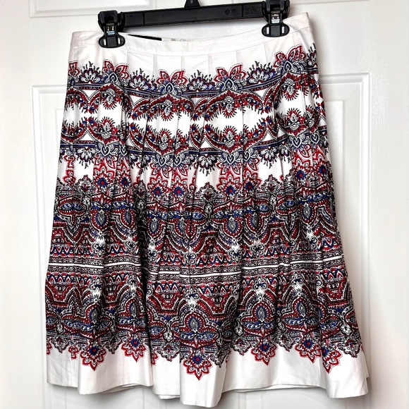 Talbots Paisley Pleated Cotton Skirt, EUC, Size 8 Petite - Picture 1 of 8